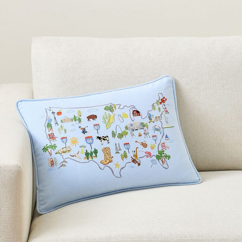 Airstream State Icon Lumbar Pillow Cover