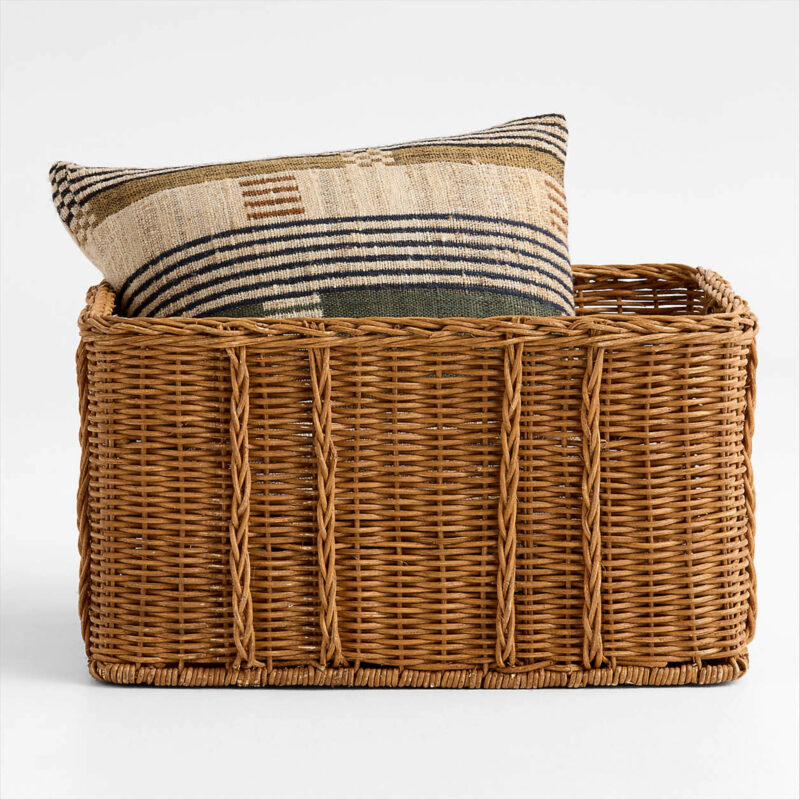 Alford Rattan Large Rectangle Basket + Reviews | Crate & Barrel