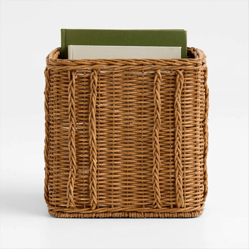 Alford Rattan Square Basket + Reviews | Crate & Barrel