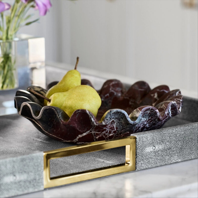 Alora Red Marble Ruffled Bowl