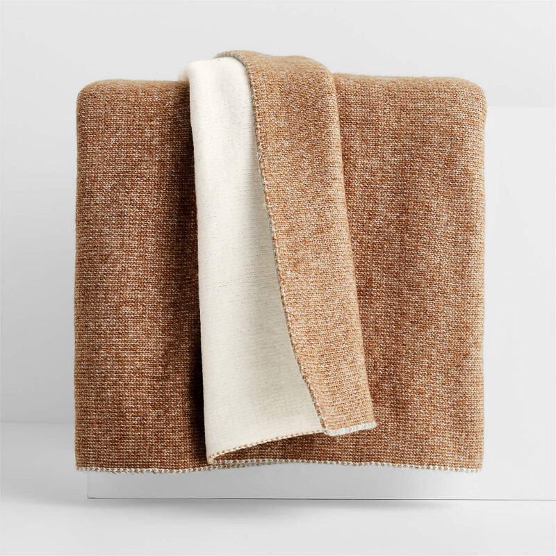 Alpine Cozy Ivory and Camel Tan Reversible 70"x55" Decorative Throw Blanket + Reviews | Crate & B...