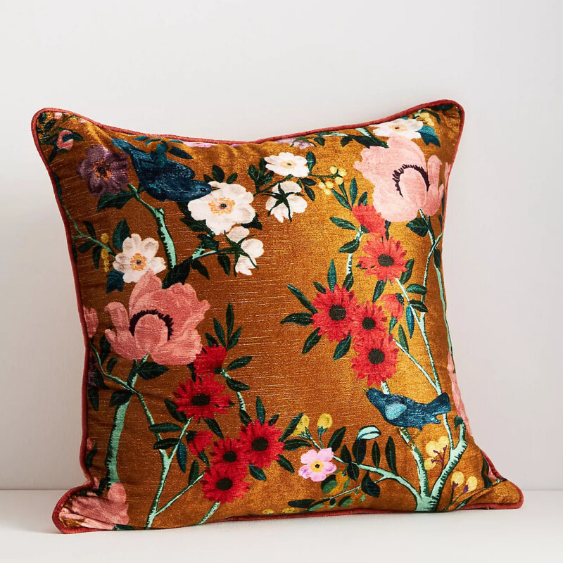 Alva Floral Cotton Velvet Pillow