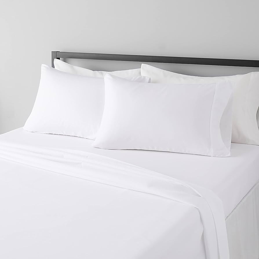 Amazon Basics Breathable, Machine Washable, Wrinkle Resistant Microfiber 4-Piece Bed Sheet Set wi...