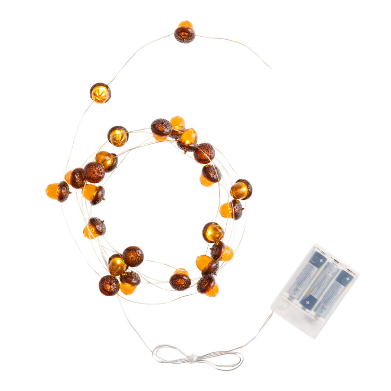 Amber Acorn Micro LED Battery Operated String Lights