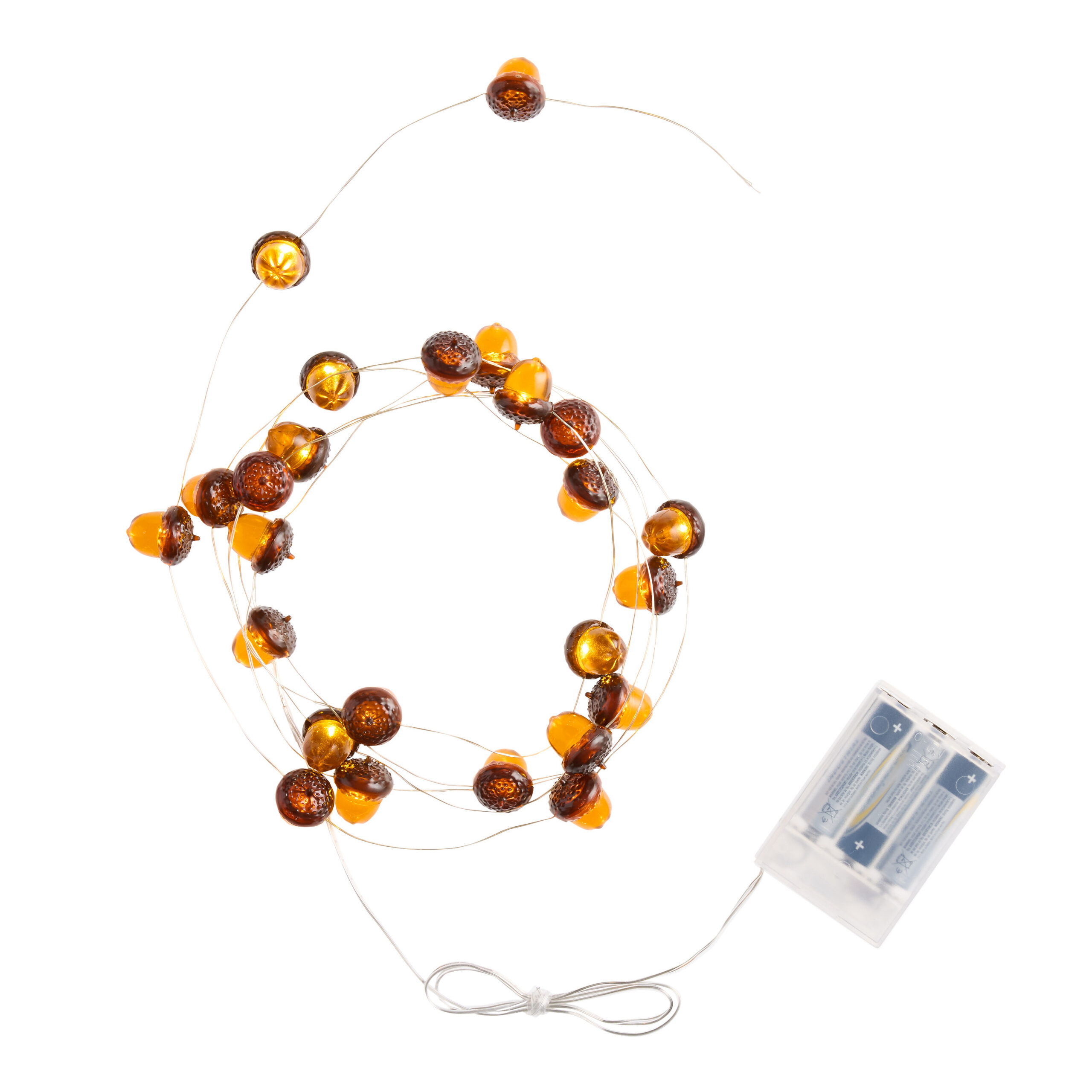 Amber Acorn Micro LED Battery Operated String Lights