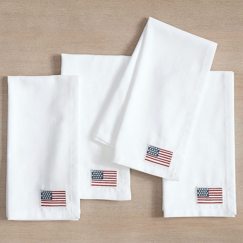 American Flag Icon Cotton/Linen Napkins - Set of 4