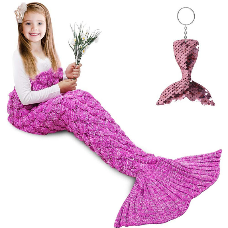 AmyHomie Mermaid Tail Blanket, Soft Crochet Sleeping Bag Blanket for Kids Adults, Mermaid Gift fo...