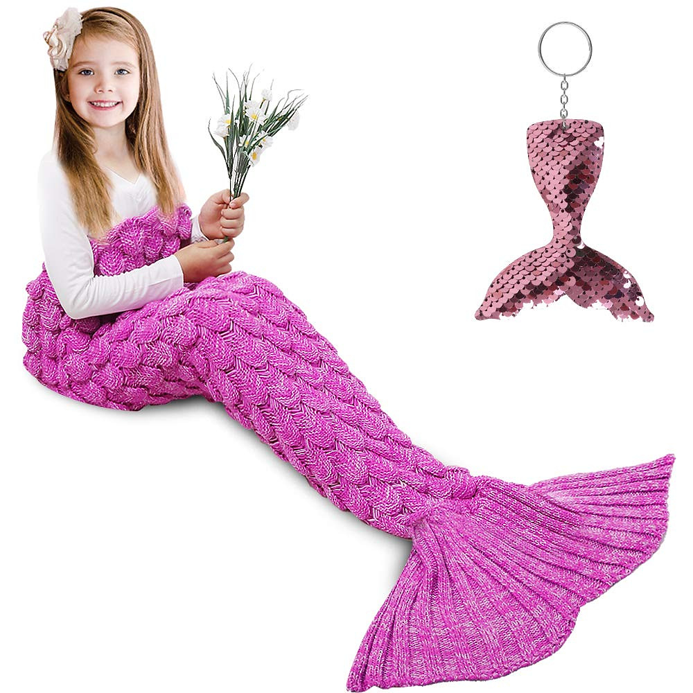 AmyHomie Mermaid Tail Blanket, Soft Crochet Sleeping Bag Blanket for Kids Adults, Mermaid Gift fo...