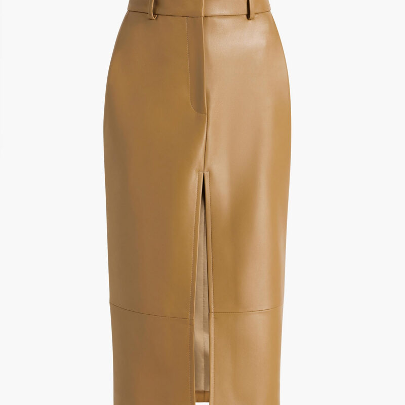 Anden Skirt in Golden Ochre Leather Khaite