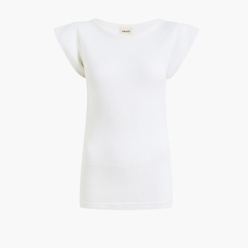 Angel Top in Chalk Cashmere Jersey Khaite
