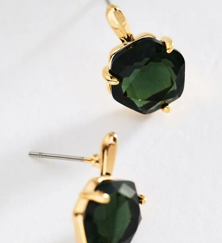 Hexagon Stone Post Earrings