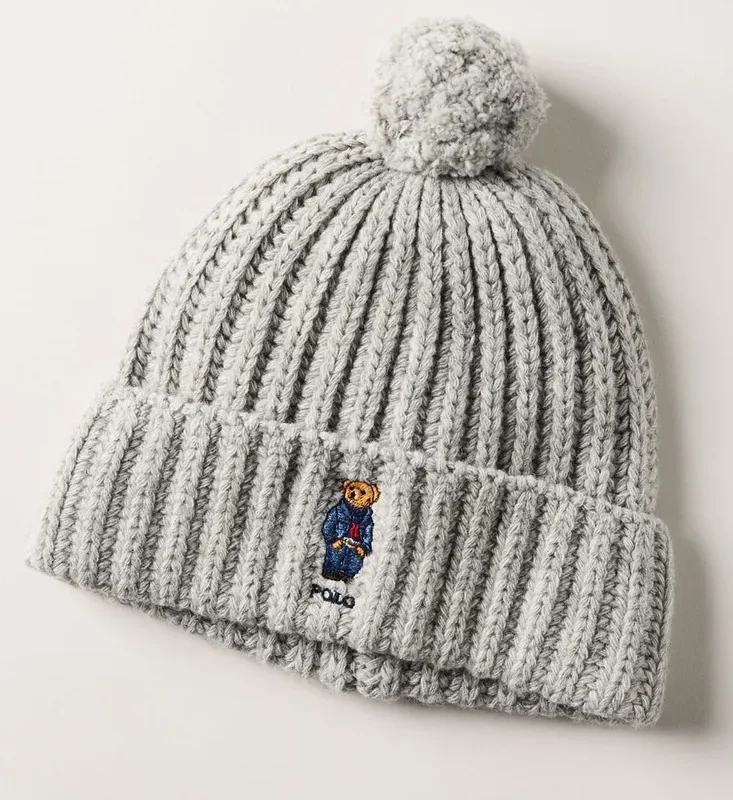 Polo Ralph Lauren Denim Bear Pom Pom Beanie