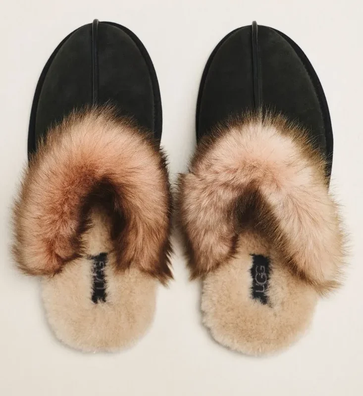 UGG® Schuffette Nubuck Fur-Trim Slippers