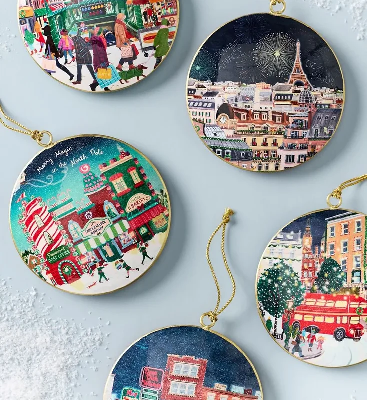 Holiday in the City Metal Ornament