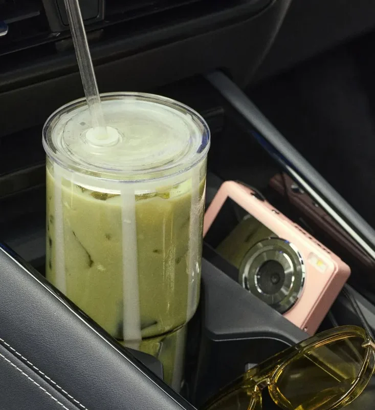 The Ribbon Stripe Glass Tumbler with Lid