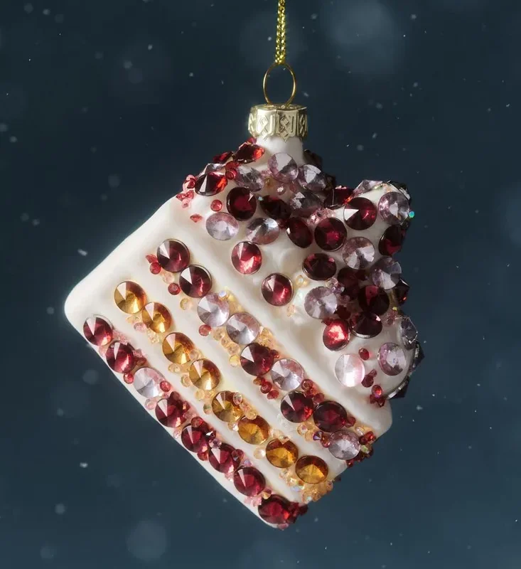 Jeweled Food Glass Ornament