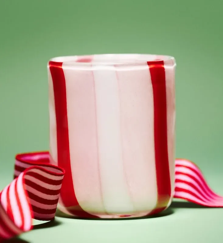 Ribbon Stripe Holiday Icon Juice Glass