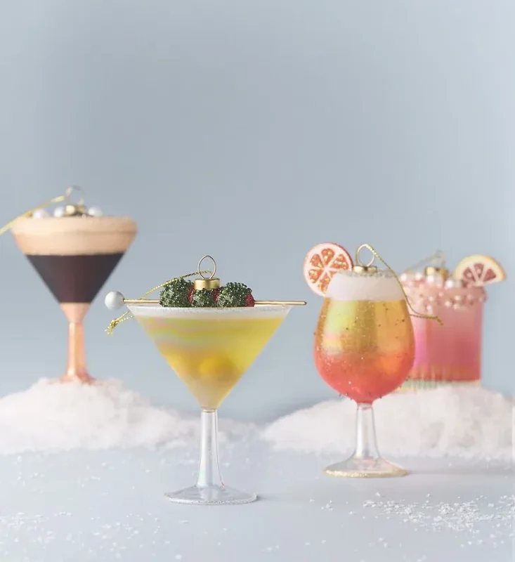 Jeweled Cocktail Glass Ornaments