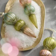 Terrain Pastel Finial Glass Ornaments, Set of 3