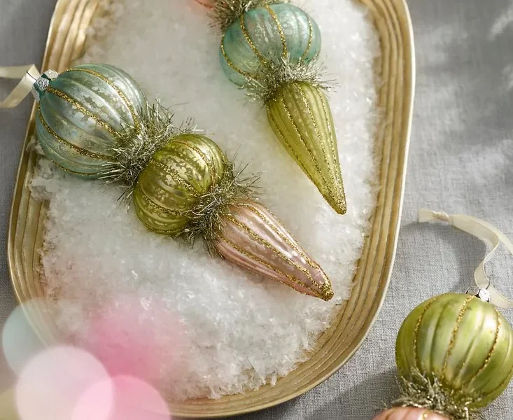 Terrain Pastel Finial Glass Ornaments, Set of 3