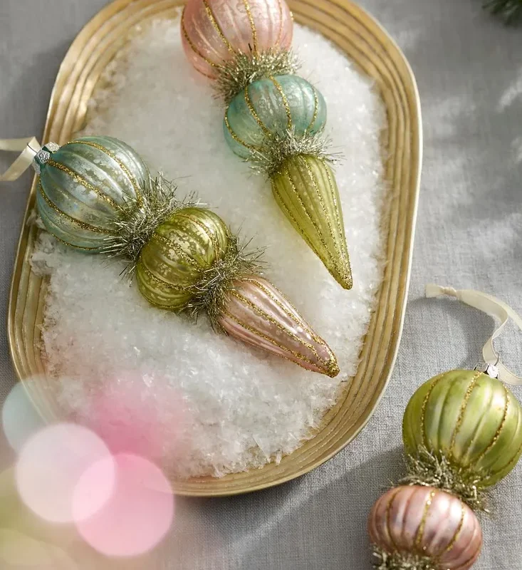 Terrain Pastel Finial Glass Ornaments, Set of 3