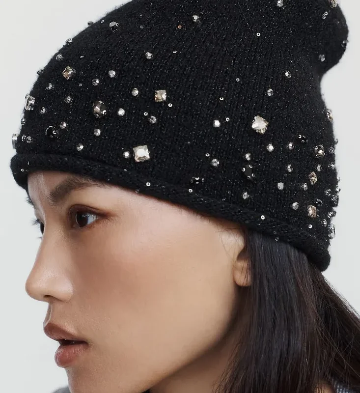 By Anthropologie Cuffless Embellished Beanie