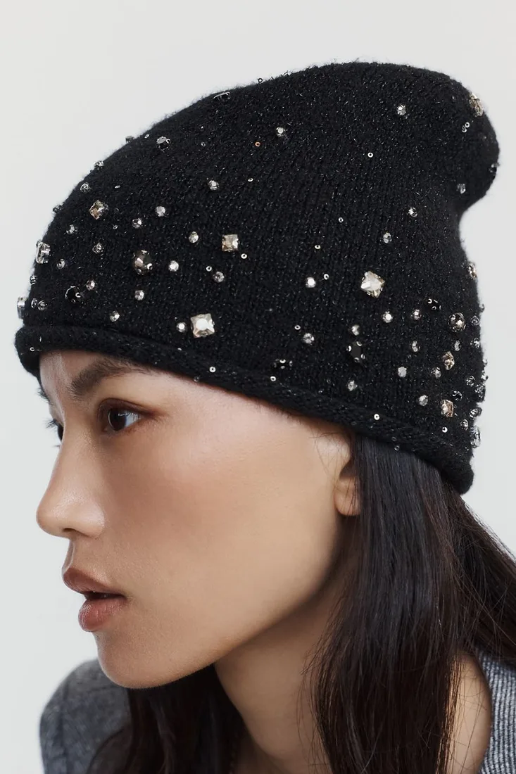 By Anthropologie Cuffless Embellished Beanie