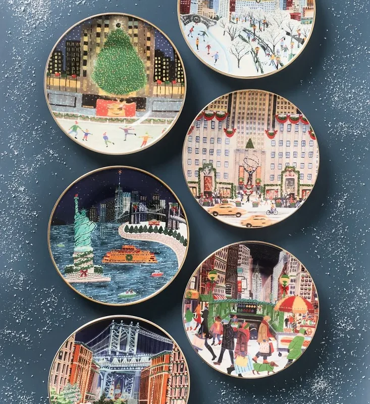 Holiday in the City New York Stoneware Dessert Plates, Set of 6