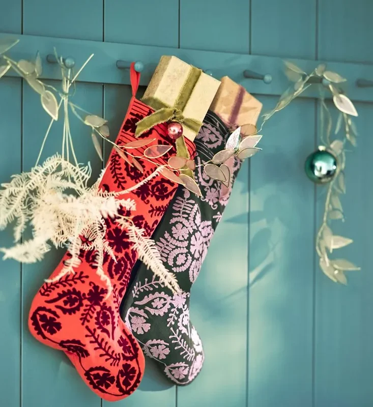 Terrain Crewel Stitch Cotton Stocking