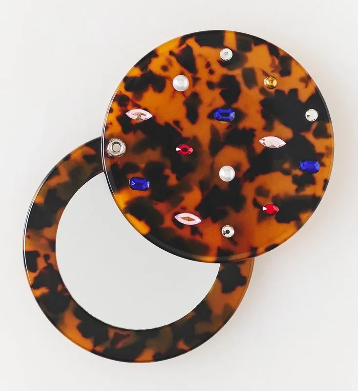 Tortoise Swivel Mirror With Gems