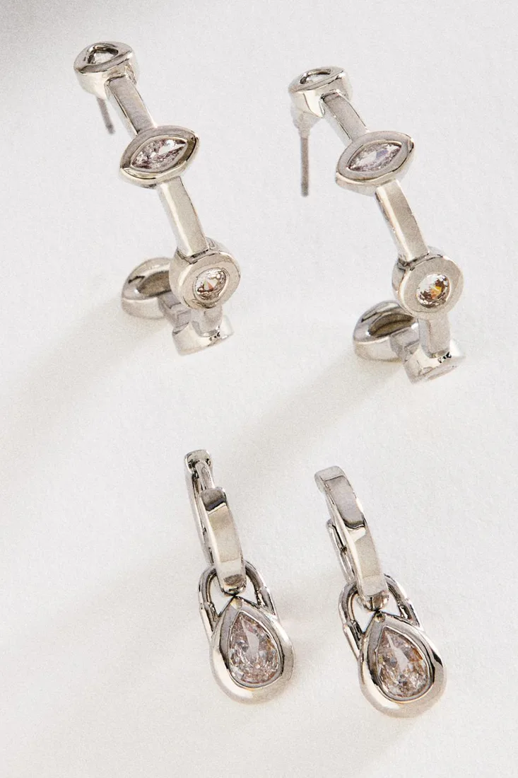 By Anthropologie Bezel Hoop Earrings, Set of 2
