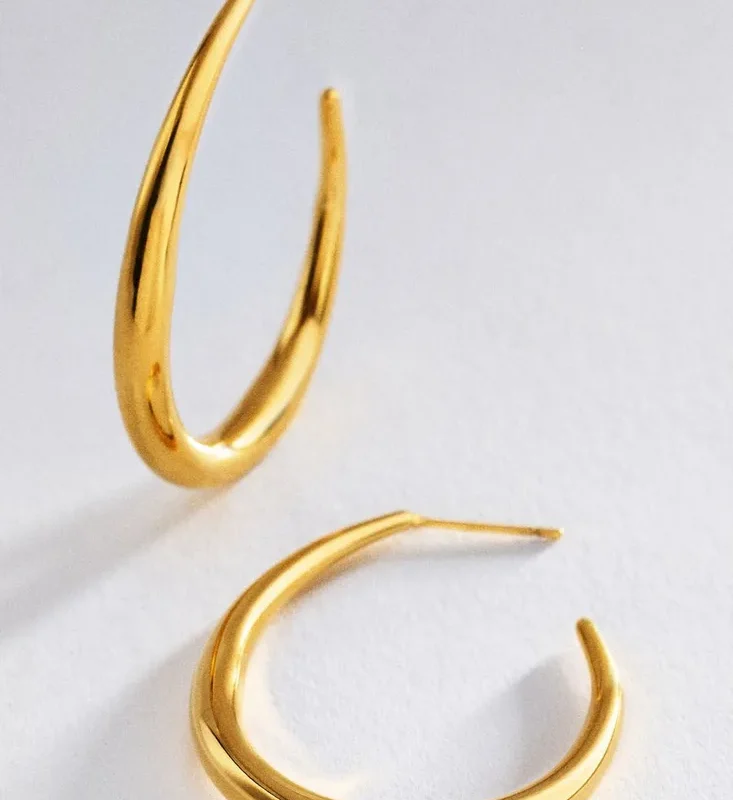 By Anthropologie Water Resistant Large Tapered Hoop Earrings