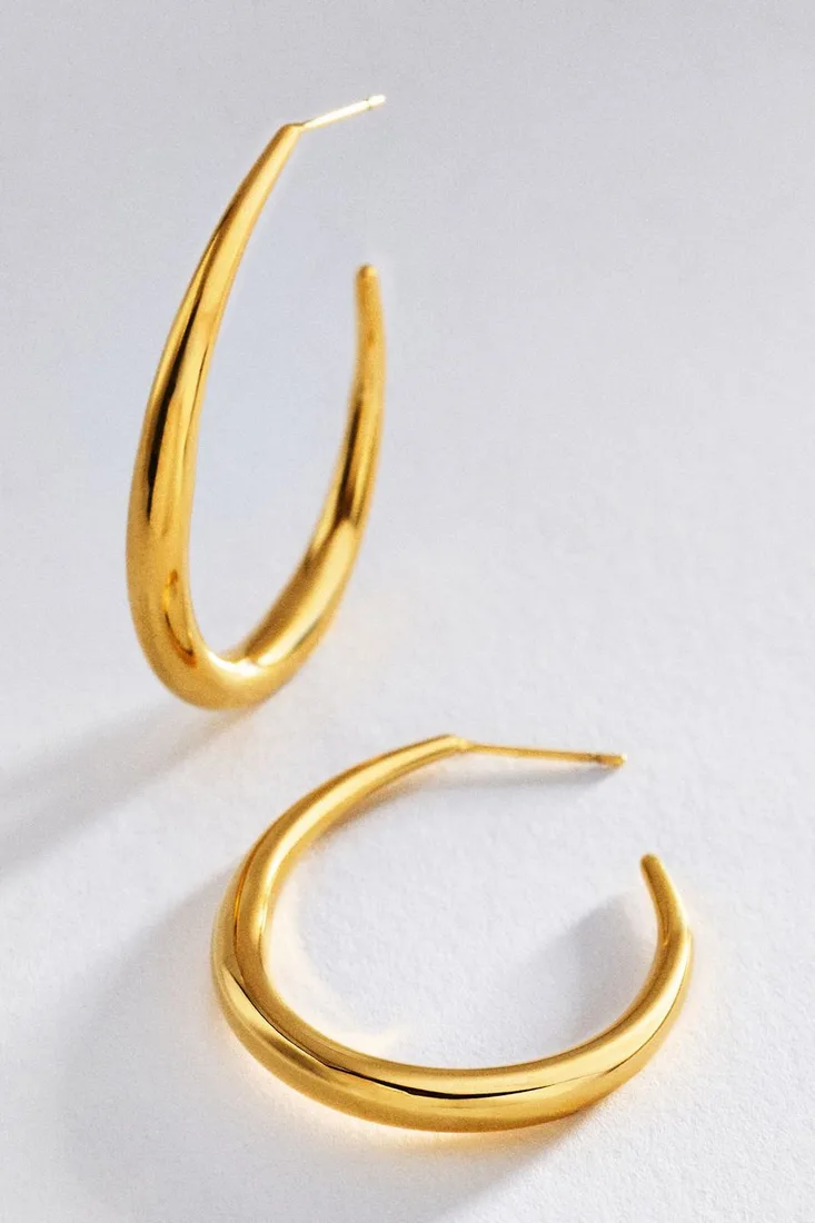By Anthropologie Water Resistant Large Tapered Hoop Earrings