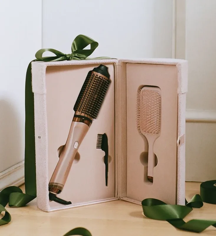 GHD Cashmere Beige Duet Blowdry & Paddle Brush Set