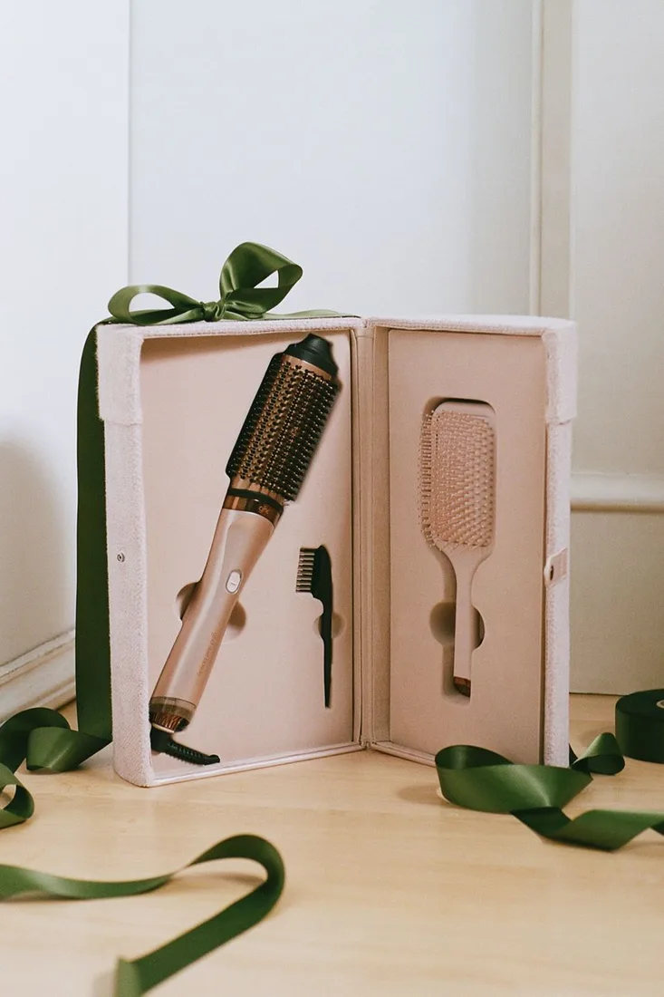 GHD Cashmere Beige Duet Blowdry & Paddle Brush Set