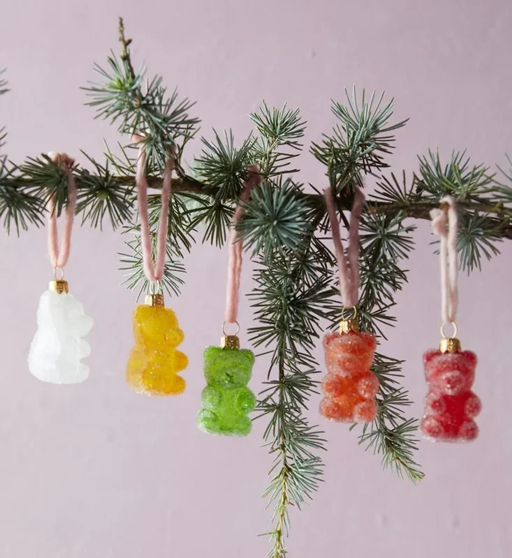 Terrain Gummy Bear Glass Ornaments, Set of 5