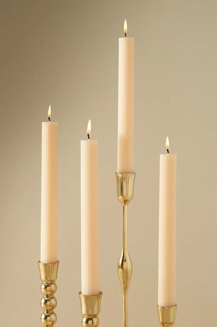 Fluted Taper Candles, Set of 4