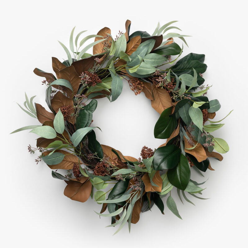 24" Magnolia & Eucalyptus Faux Wreath McGee & Co.