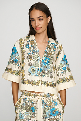 ALÉMAIS Sophia Short-Sleeve Linen Top Anthropologie