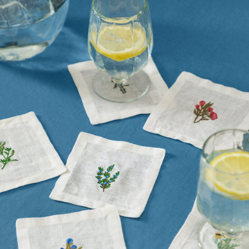 Assorted Floral Motif Linen Cocktail Napkins (Set of 6) McGee & Co.