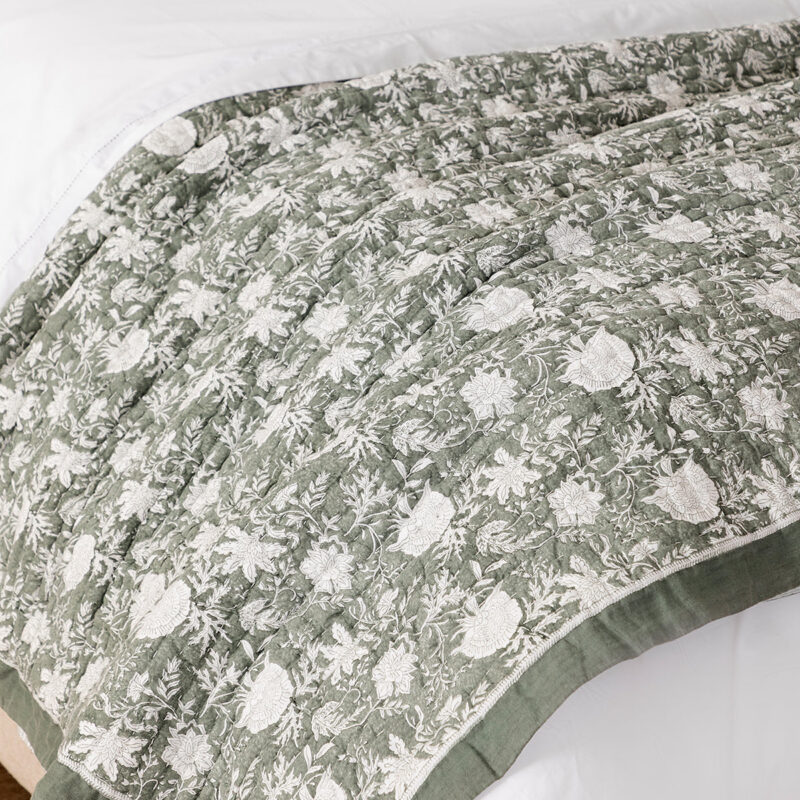 Audrey Sage Block Print Quilt McGee & Co.
