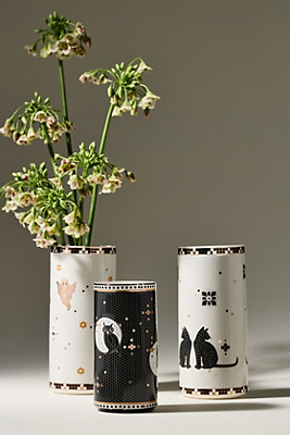 Bistro Tile Stoneware 24k Gold Accent Halloween Vase Anthropologie