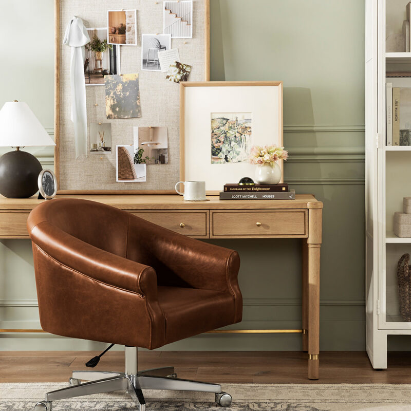 Clemence Leather Desk Chair McGee & Co.