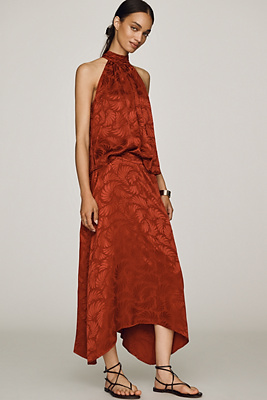 Farm Rio Jaquard Asymmetrical Midi Skirt Anthropologie