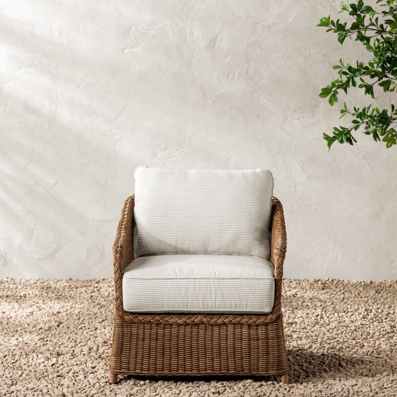 Haviland Outdoor Lounge Chair with Perennials Taupe Stripe McGee & Co.