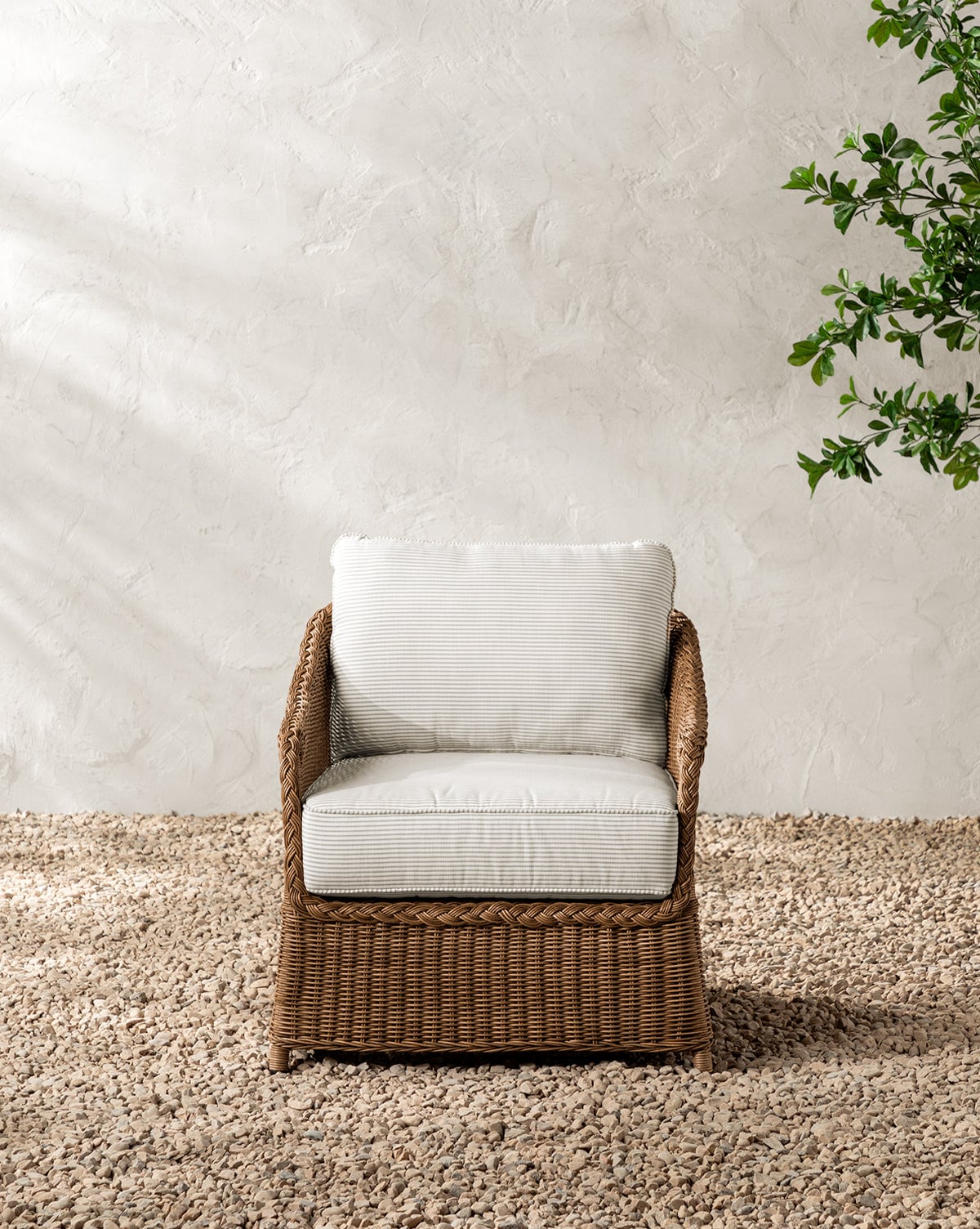 Haviland Outdoor Lounge Chair with Perennials Taupe Stripe McGee & Co.
