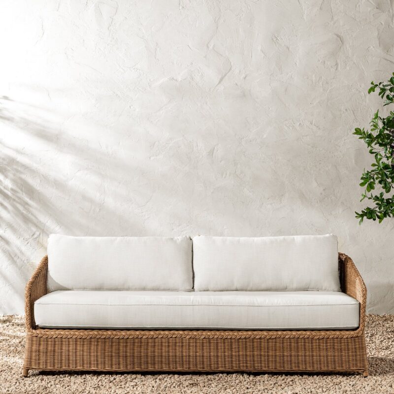 Haviland Outdoor Sofa with Perennials Taupe Stripe 88" McGee & Co.