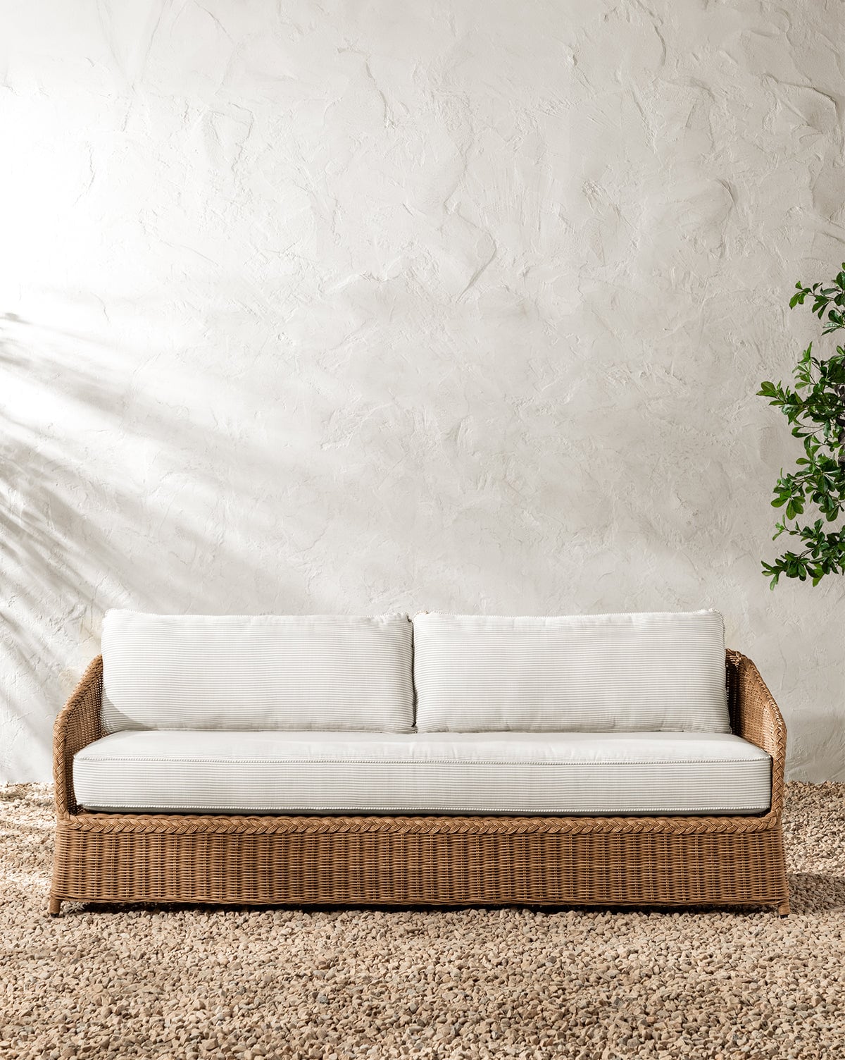 Haviland Outdoor Sofa with Perennials Taupe Stripe 88" McGee & Co.