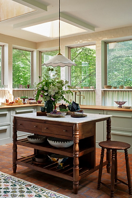 Spindle 50" Marble-Top Kitchen Island Anthropologie