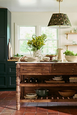 Spindle 73" Marble-Top Kitchen Island Anthropologie
